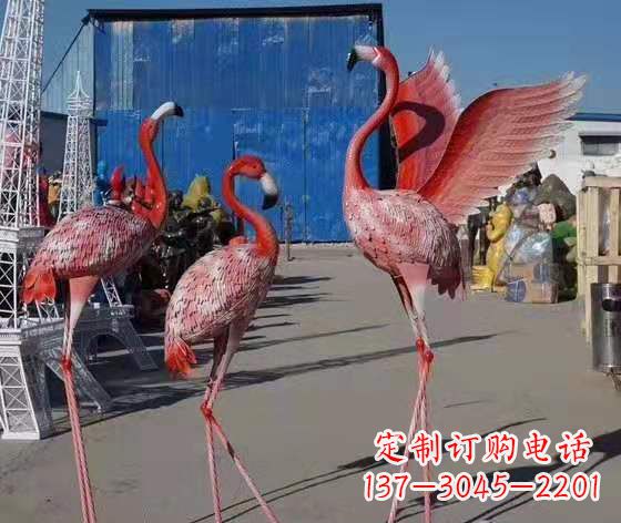 威海玻璃钢仿真火烈鸟雕塑广场景观雕塑户外摆件