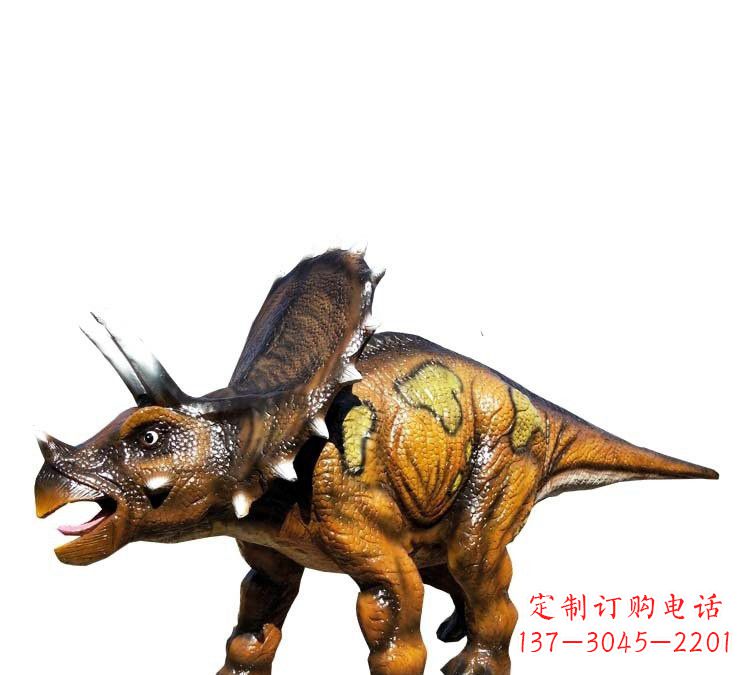 威海玻璃钢仿真恐龙三角龙雕塑——古老动物的最佳再现