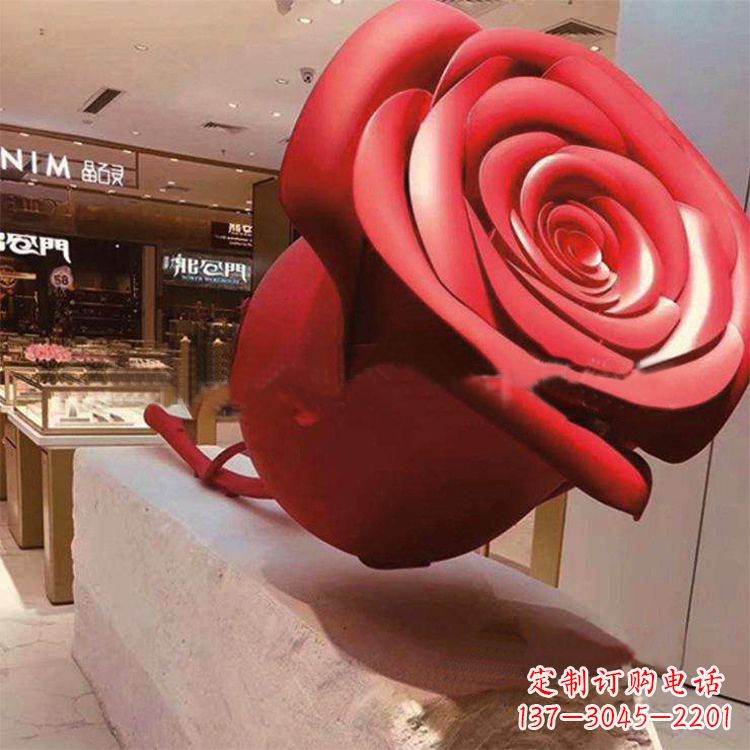 威海玻璃钢玫瑰花雕塑