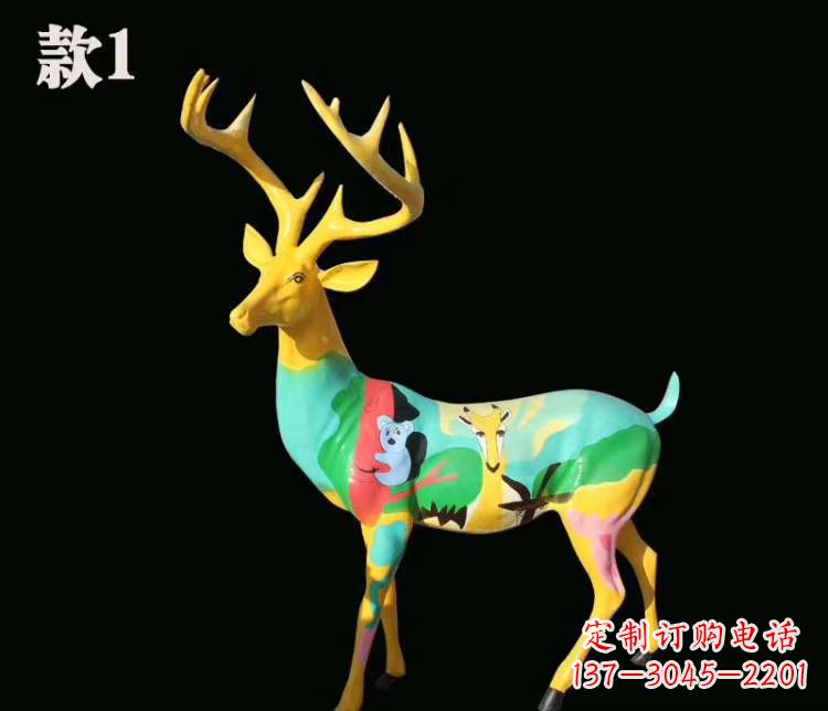 威海玻璃钢仿真梅花鹿雕塑