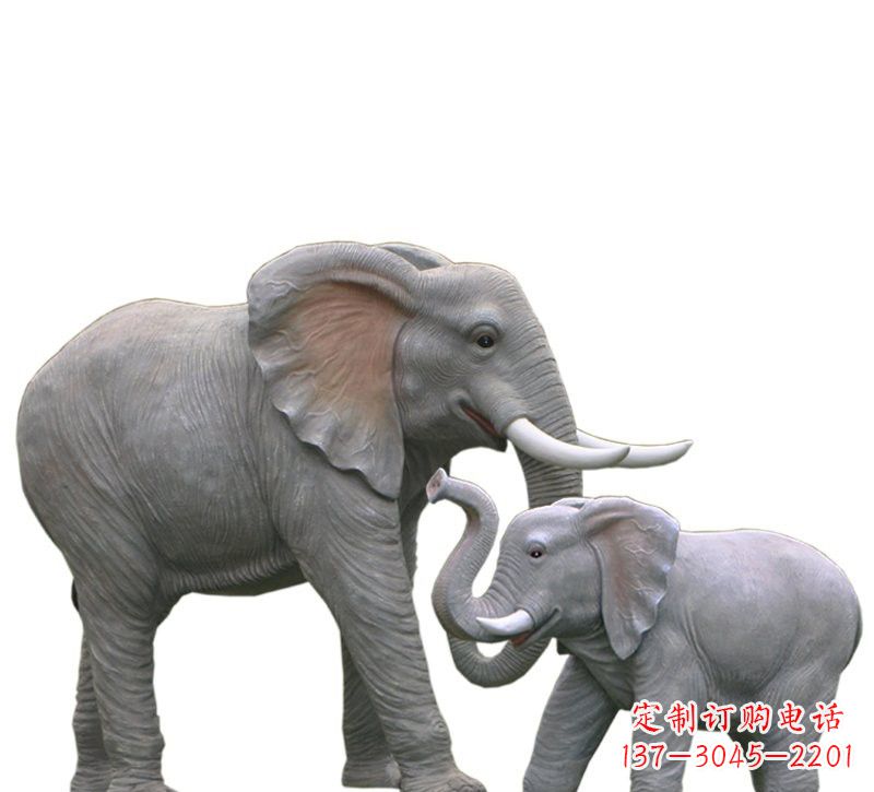 威海玻璃钢仿真母子大象