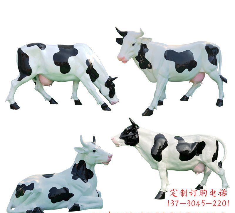 威海玻璃钢仿真奶牛雕塑精美的艺术品