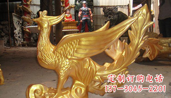 威海玻璃钢凤凰仿铜动物雕塑传承传统文化