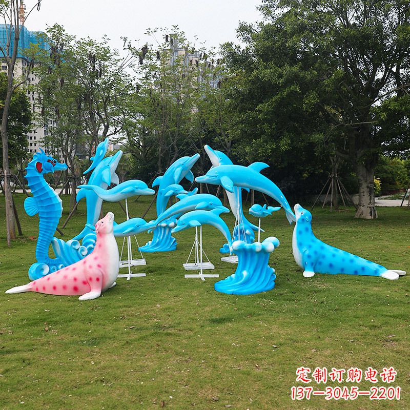 威海玻璃钢海豚雕塑艺术的精美表现