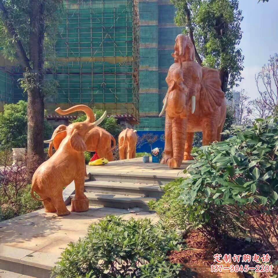 威海玻璃钢卡通大象雕塑-小区园林动物景观雕塑