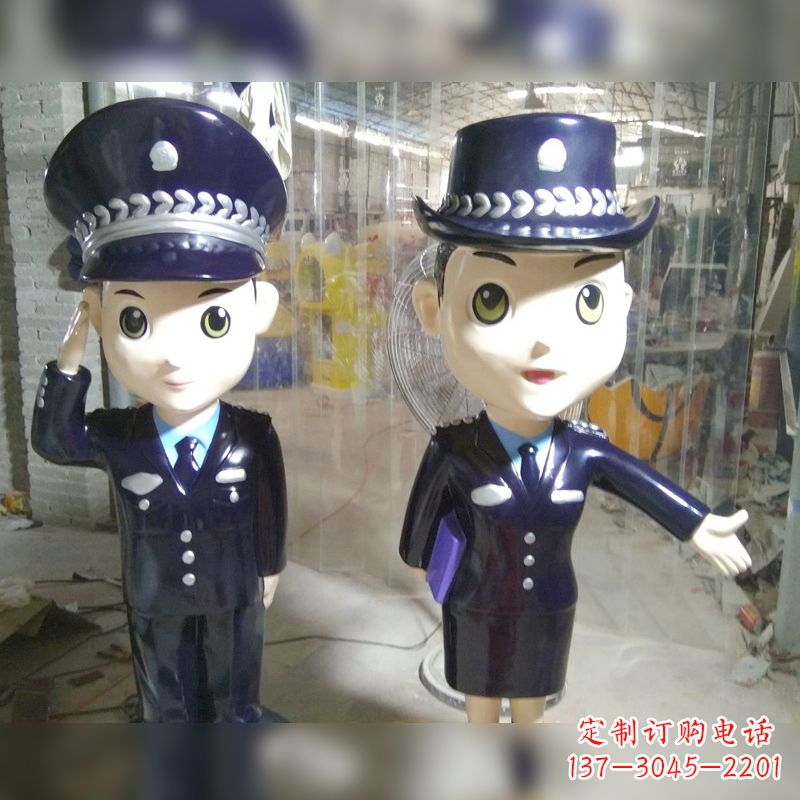 威海玻璃钢警察雕塑表达警队宗旨