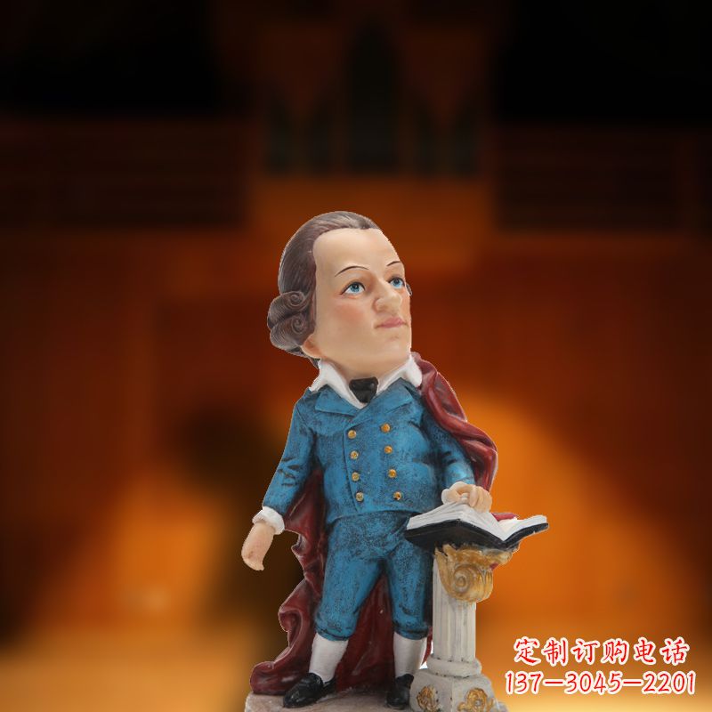 威海玻璃钢卡通莫扎特雕塑