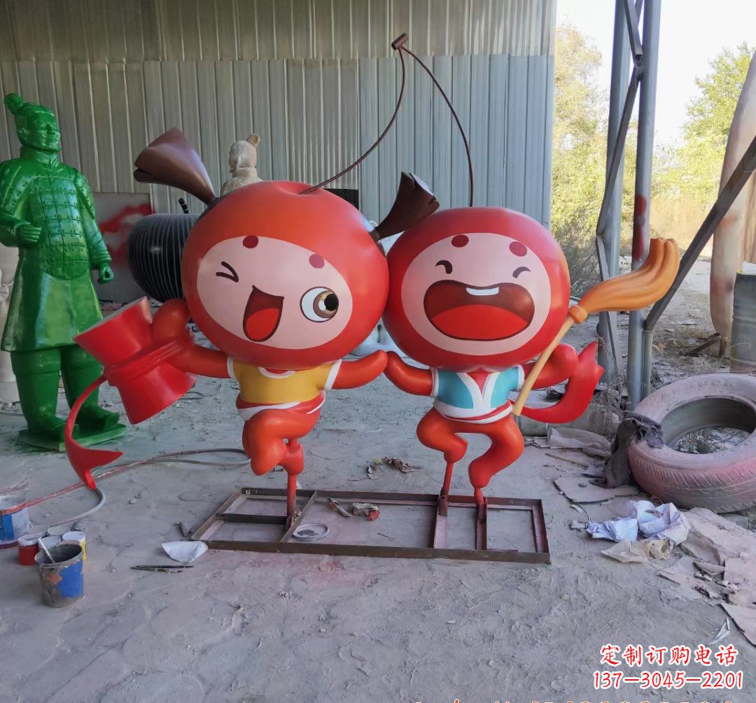 威海精致的玻璃钢苹果雕塑