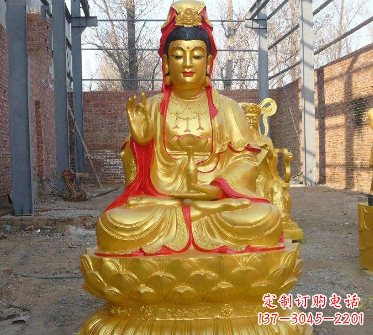 威海玻璃钢漆金观音菩萨雕塑