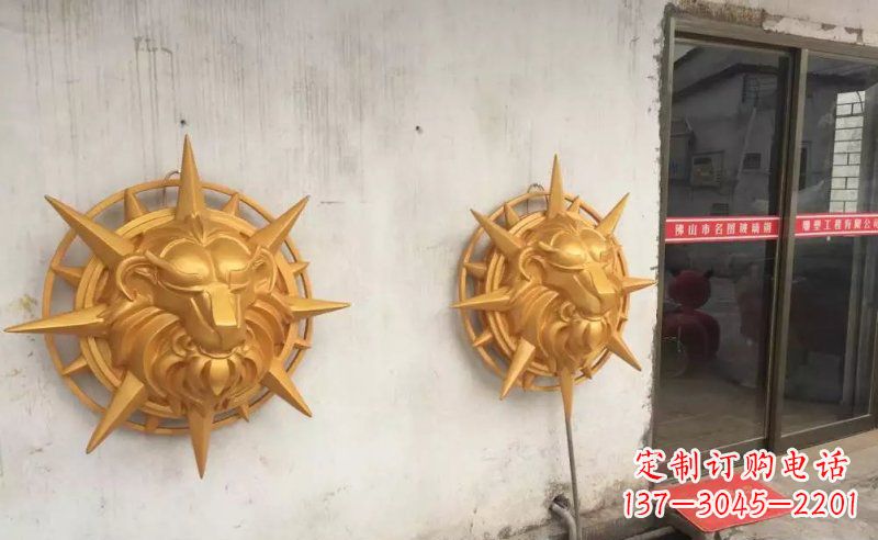 威海玻璃钢狮子头雕塑——精美景观装置