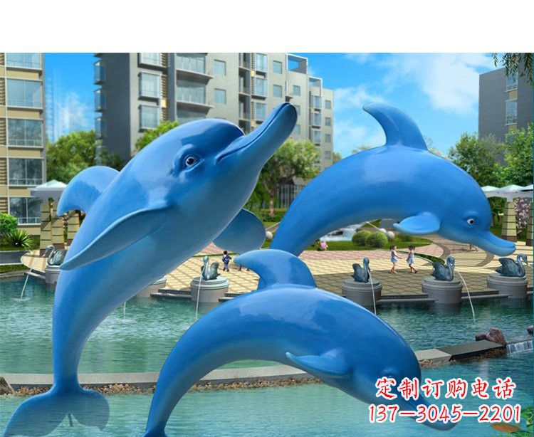 威海玻璃钢海豚雕塑灵动而美丽