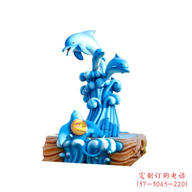 威海玻璃钢海豚雕塑精美可爱的海洋宝藏