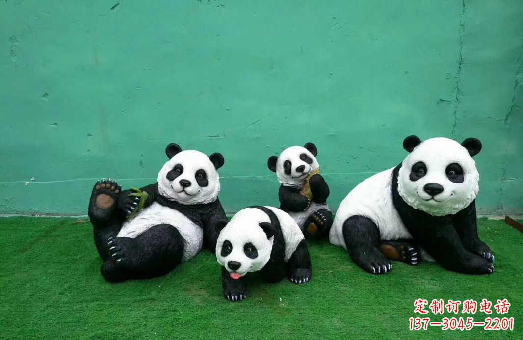 威海玻璃钢熊猫动物雕塑