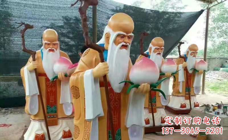 威海玻璃钢宗教庙宇神像彩绘老寿星雕塑