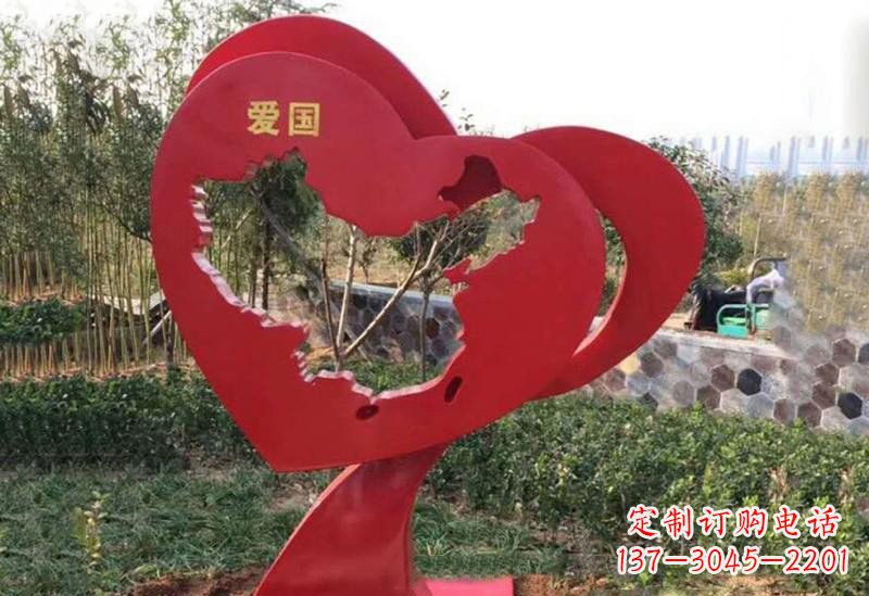 威海不锈钢爱国镂空中国地图雕塑