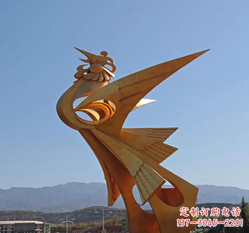 威海不锈钢凤凰雕塑传承瑞雪兆丰年