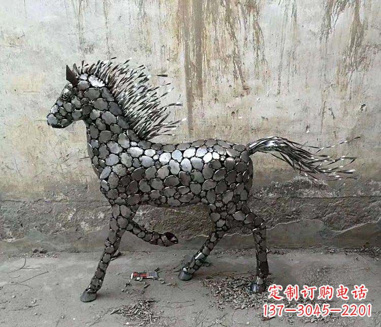 威海不锈钢奔马动物雕塑
