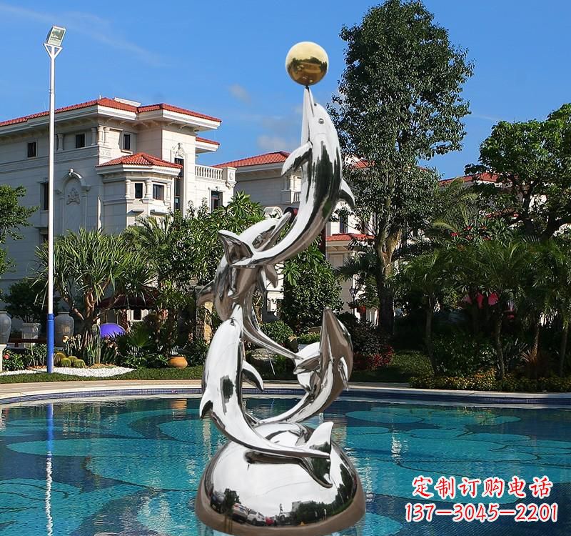 威海不锈钢海豚雕塑精美绝伦