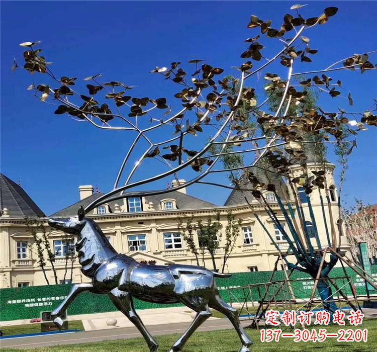 威海不锈钢梅花鹿雕塑精美而又经久不衰