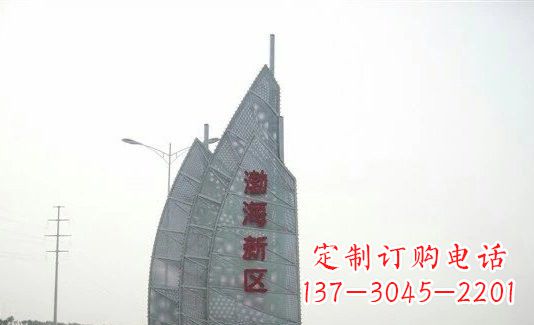 威海渤海新区精美不锈钢船帆雕塑