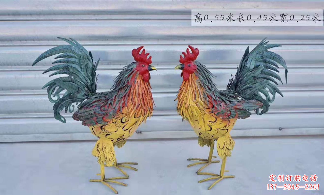 威海不锈钢彩绘公鸡雕塑广场景观雕塑