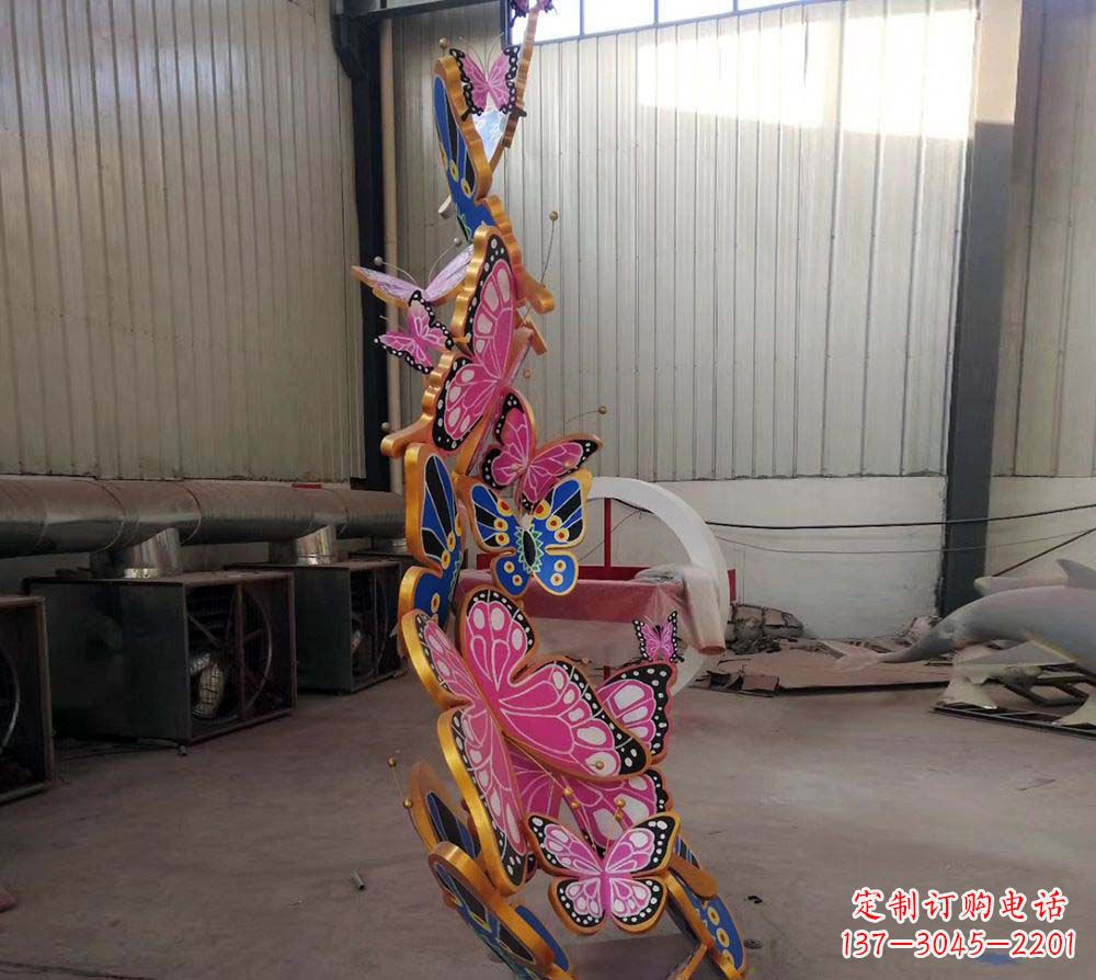 威海不锈钢彩绘蝴蝶雕塑1