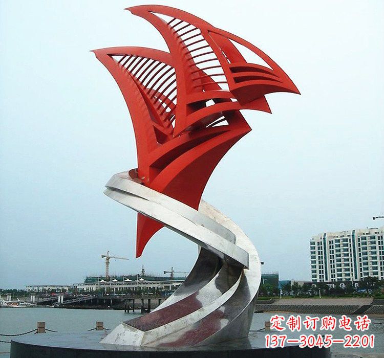 威海不锈钢彩色帆船雕塑