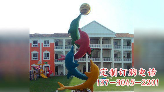 威海精美不锈钢海豚雕塑