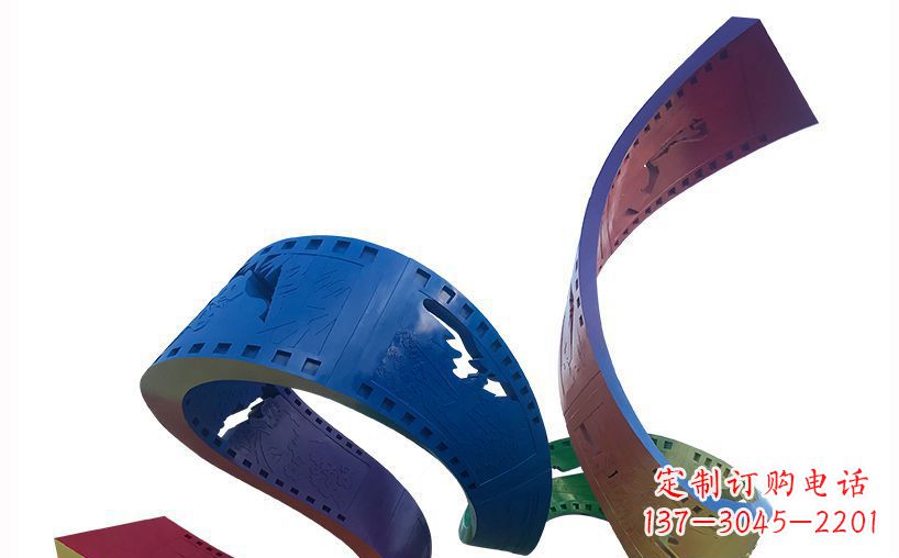 威海不锈钢彩色胶卷公园雕塑精美的艺术珍品