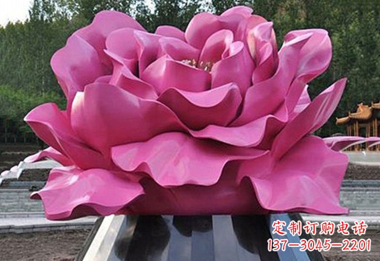 威海不锈钢彩色牡丹花雕塑美丽的艺术品