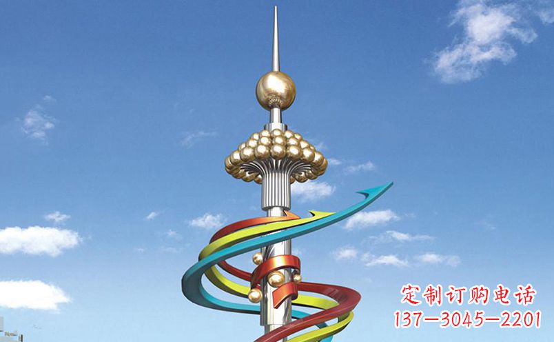 威海不锈钢飘带彩色雕塑——缤纷空间的艺术美学