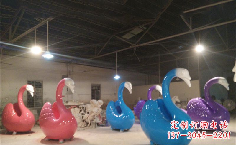 威海不锈钢彩色天鹅——精美的动物雕塑