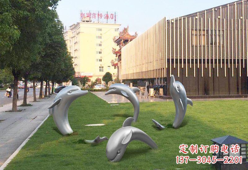 威海不锈钢海豚雕塑艺术与环保的完美结合