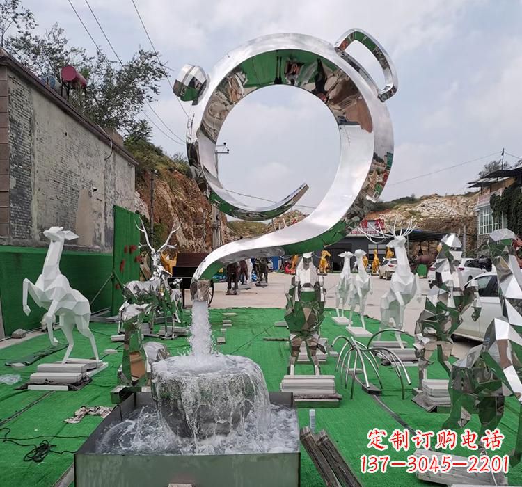 威海不锈钢茶壶雕塑