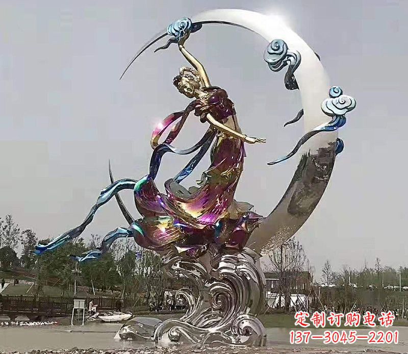 威海不锈钢嫦娥奔月雕塑 (2)