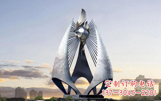 威海不锈钢城市船帆雕塑传承海洋文化