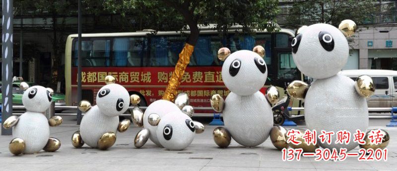 威海不锈钢熊猫雕塑——传承中国文化精髓