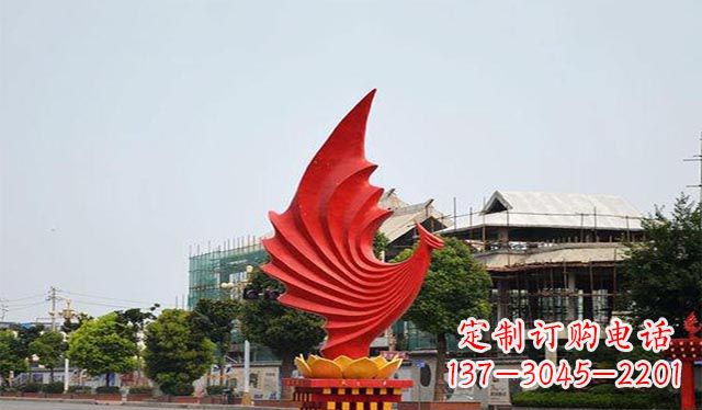 威海不锈钢凤凰雕塑象征着城市繁荣