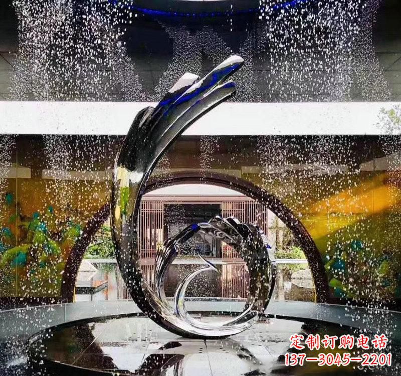 威海不锈钢城市景观喷泉雕塑美丽而又充满力量