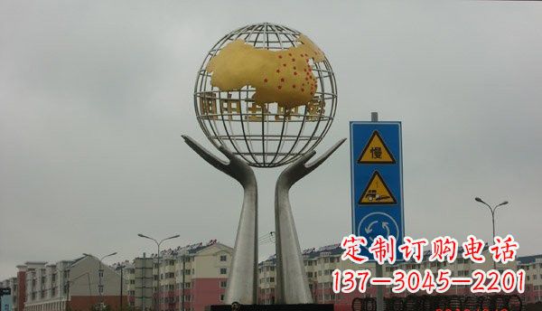 威海不锈钢城市景观中的地球雕塑