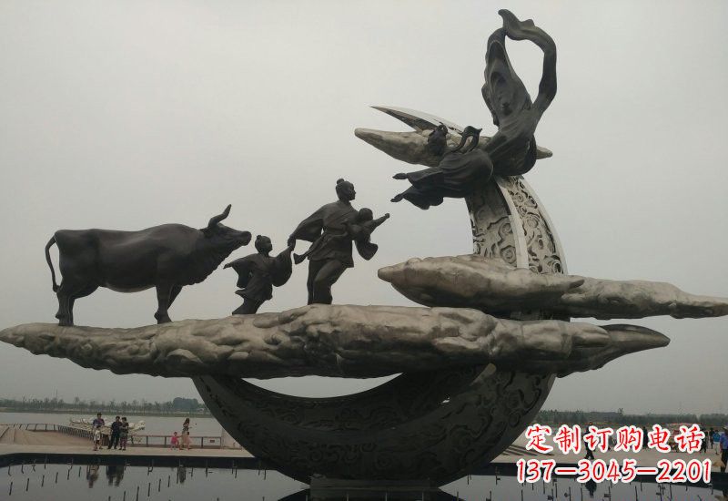 威海不锈钢牛郎织女雕塑传说中的爱情