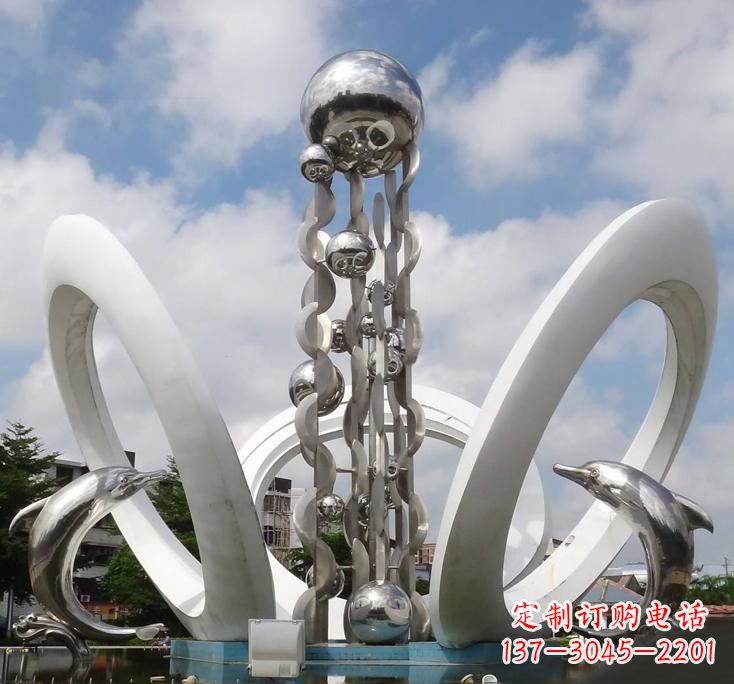 威海不锈钢城市艺术海豚雕塑美丽的海洋守护者