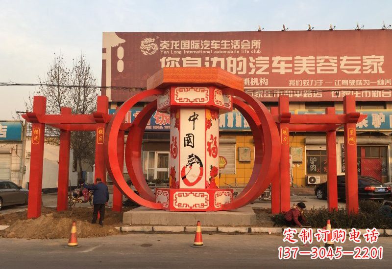 威海不锈钢灯笼雕塑——中国梦的象征