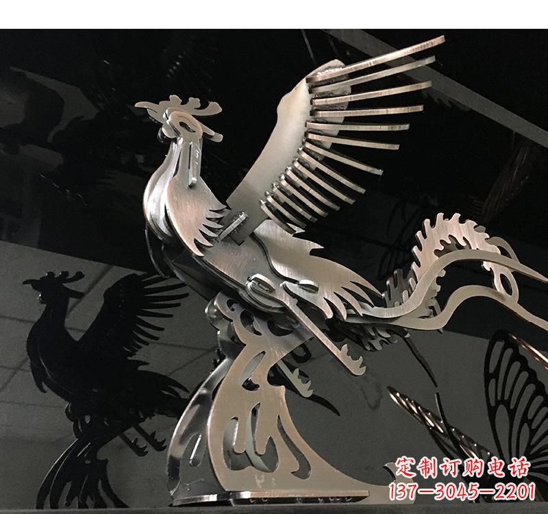 威海不锈钢凤凰雕塑精美的艺术品