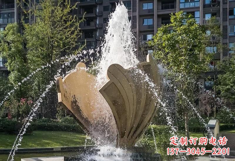 威海不锈钢抽象贝壳喷泉雕塑