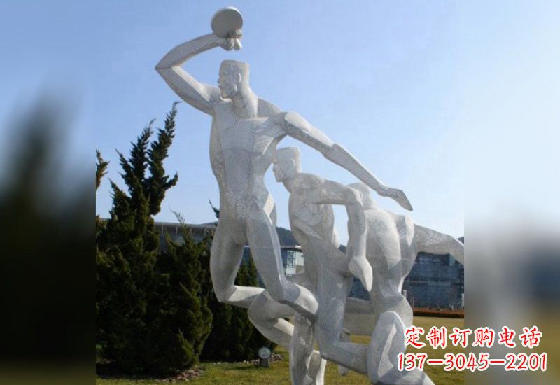 威海不锈钢抽象打乒乓球人物雕塑