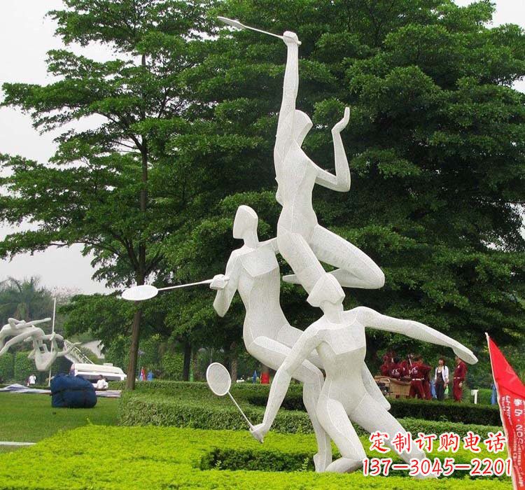 威海不锈钢抽象打羽毛球人物运动雕塑
