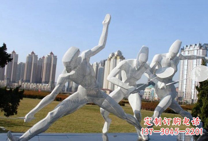 威海不锈钢抽象打羽毛球人物雕塑