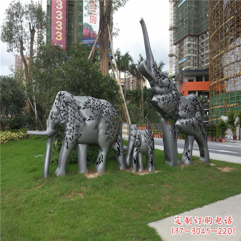 威海不锈钢大象雕塑小区园林的精美装饰