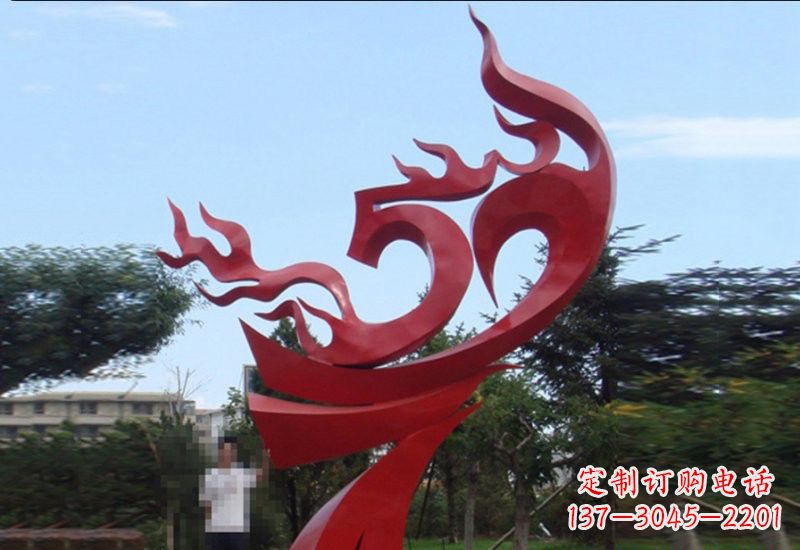 威海不锈钢凤凰涅槃雕塑——象征着新生